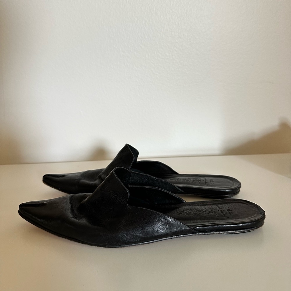 N.D.C. Made By Hand | Vintage Black Leather Pointed Slipper Mules | 37 (6-6.5) - Picture 7 of 9